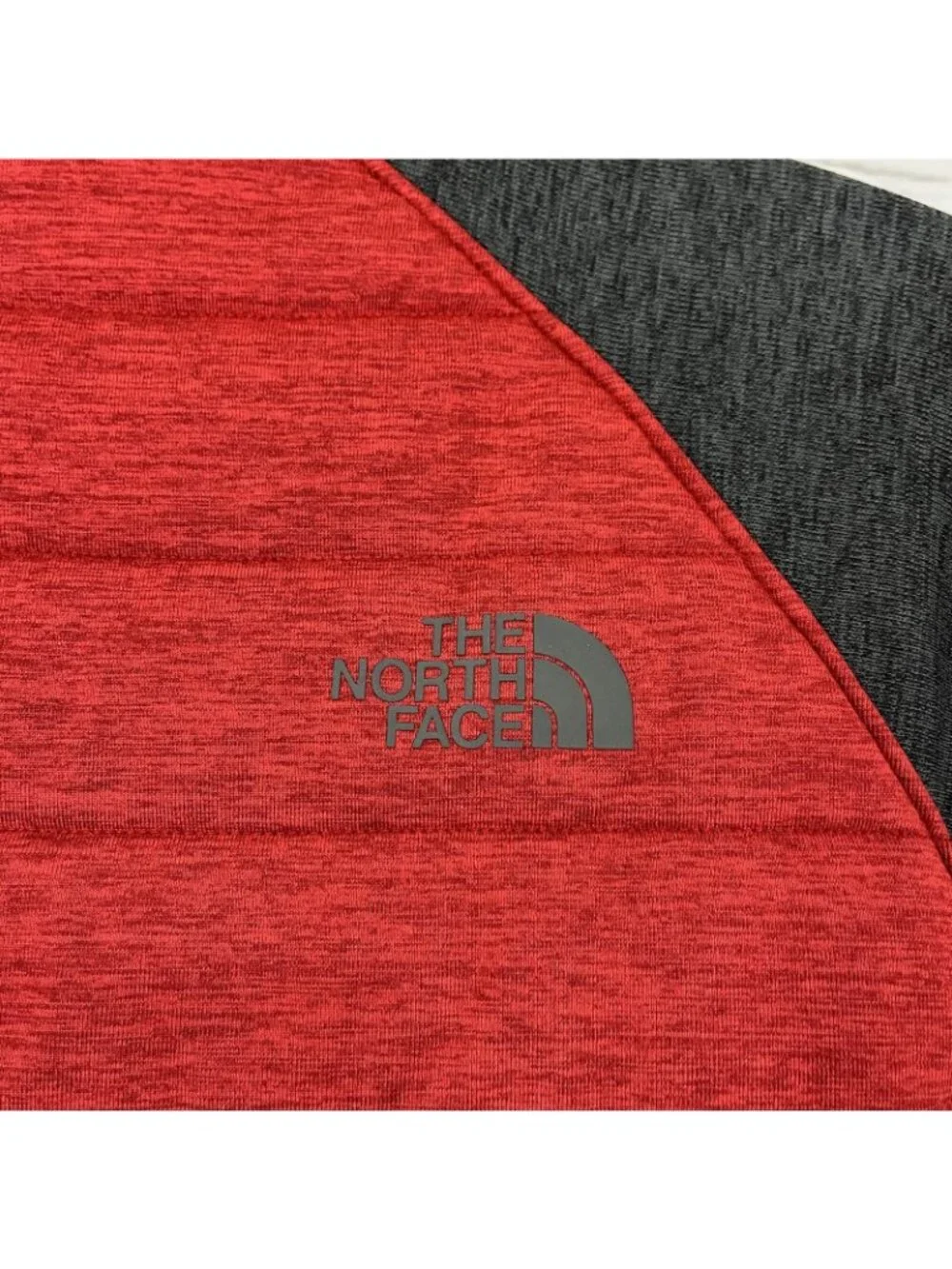 The North Face Mens Red Gray Full Zip Quilted Pockets Jacket